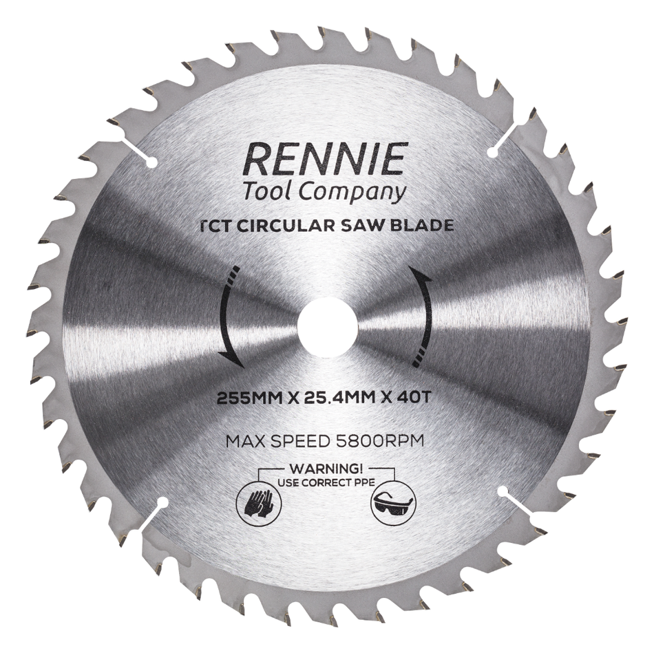 255mm x 25.4mm Bore x 40T TCT Circular Wood Saw Blade Fits Evolution Saws & Evolution  Rage Saws