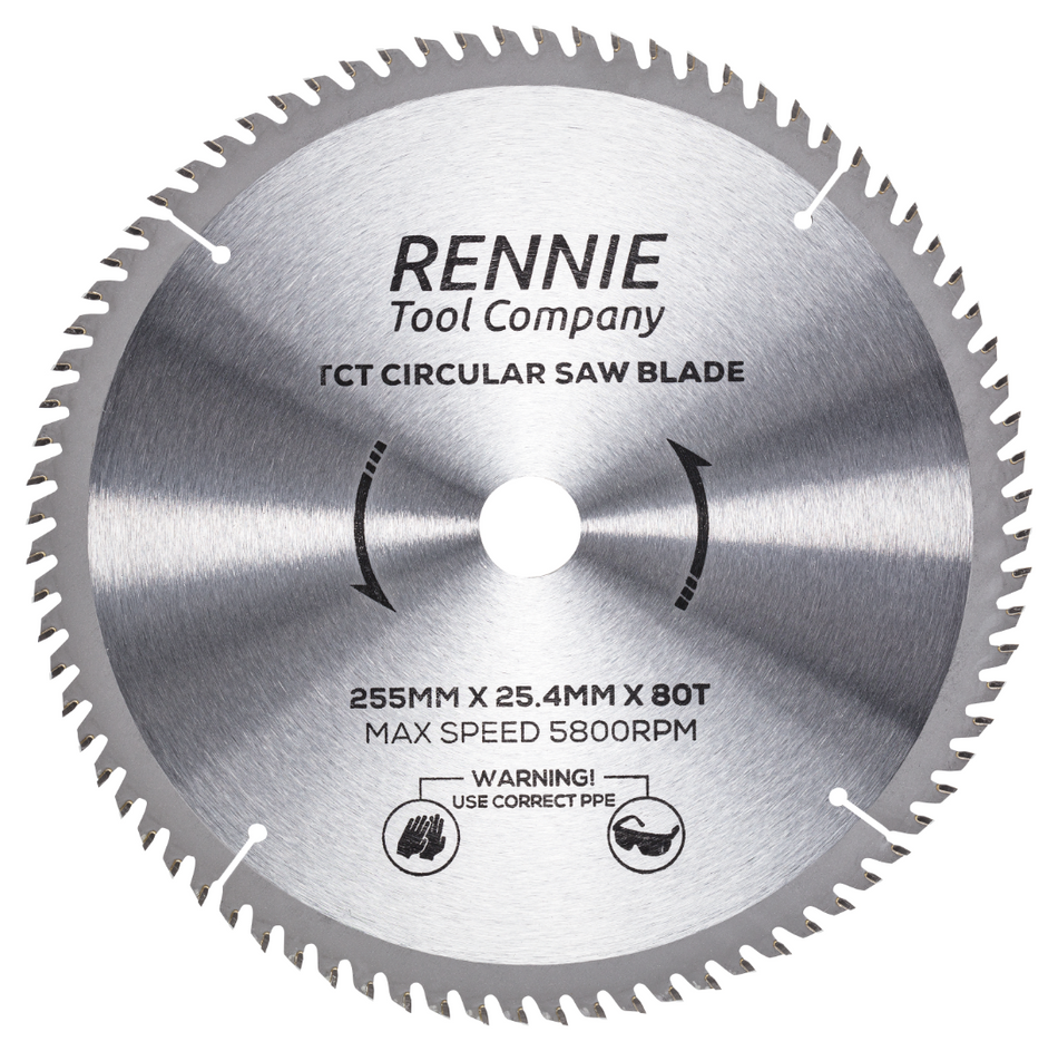 255mm x 25.4mm Bore x 80T TCT Circular Wood Saw Blade Fits Evolution Saws & Evolution Rage Saws