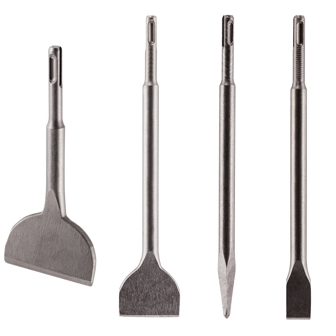 4 Point Chisel Set Of 4 - SDS Plus Chisels 20mm/50mm/75mm Wide + Moil Point – Rennie ...
