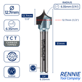 TCT Tipped Roundover / Edge Rounding Router Bits Fits Makita Festool Dewalt Trend Routers
