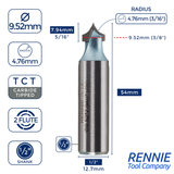 TCT Tipped Roundover / Edge Rounding Router Bits Fits Makita Festool Dewalt Trend Routers