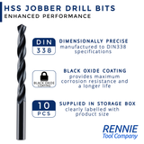 Box Of 10 x HSS ROLL FORGED JOBBER DRILLS