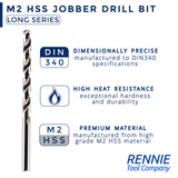 1 x DIN340 HSS Long Series Jobber Drill Bit M2 Fully Ground