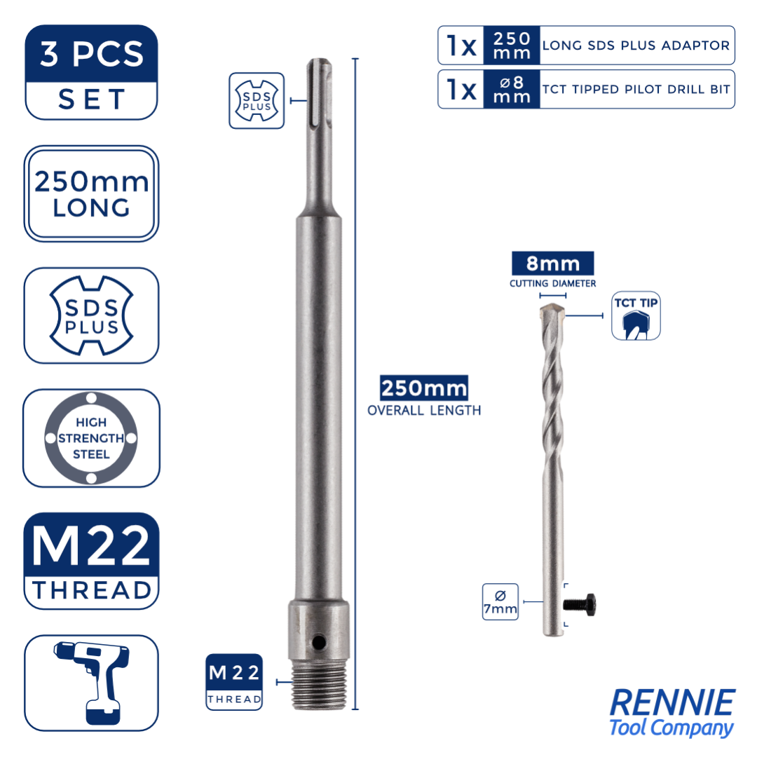 TCT Core Drill Bits With SDS Adapter Rennie Tool Company