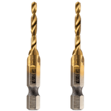 M3.5 x 0.6 Combination Tap And Drill Bits HSS Titanium Coated. 1/4" Hex Shank