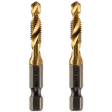 M6 x 1 Combination Tap And Drill Bits HSS Titanium Coated. 1/4" Hex Shank