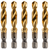 M8 x 1.25 Combination Tap And Drill Bits HSS Titanium Coated. 1/4" Hex Shank