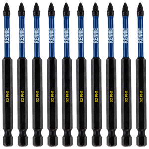 10 Pack PH1 x 100mm Long Magnetic Impact Screwdriver Bits Set Phillips #1