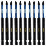 10 Pack PH1 x 100mm Long Magnetic Impact Screwdriver Bits Set Phillips #1
