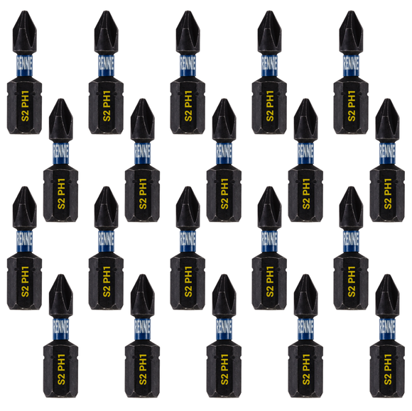 25 PC PH1 Phillips Screwdriver Bits | 2" Impact Ready Insert Bits For Power Tools