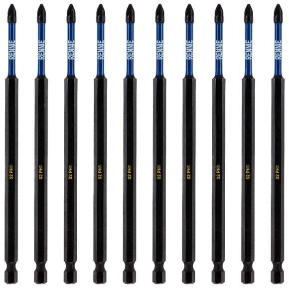 10 Pack PH1 x 150mm Extra Long Magnetic Impact Screwdriver Bits Set Phillips #1