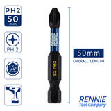 10 Pack PH2 x 50mm Magnetic Impact Screwdriver Bits Set Phillips #2