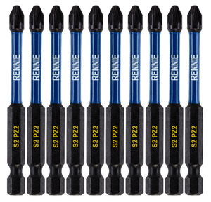 10 Pack PZ2 x 75mm Magnetic Impact Screwdriver Bits Set Pozidriv (Pozi 2)