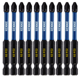 10 Pack PZ2 x 75mm Magnetic Impact Screwdriver Bits Set Pozidriv (Pozi 2)