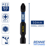 10 Pack PZ2 x 50mm Magnetic Impact Screwdriver Bits Set Pozidriv (Pozi 2)