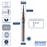 Solid Carbide Taper Ball Nose End Mill Engraving Bit TiAlN Coated