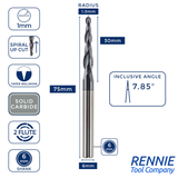Solid Carbide Taper Ball Nose End Mill Engraving Bit TiAlN Coated