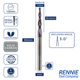 Solid Carbide Taper Ball Nose End Mill Engraving Bit TiAlN Coated