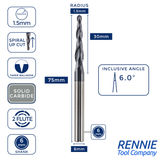 Solid Carbide Taper Ball Nose End Mill Engraving Bit TiAlN Coated