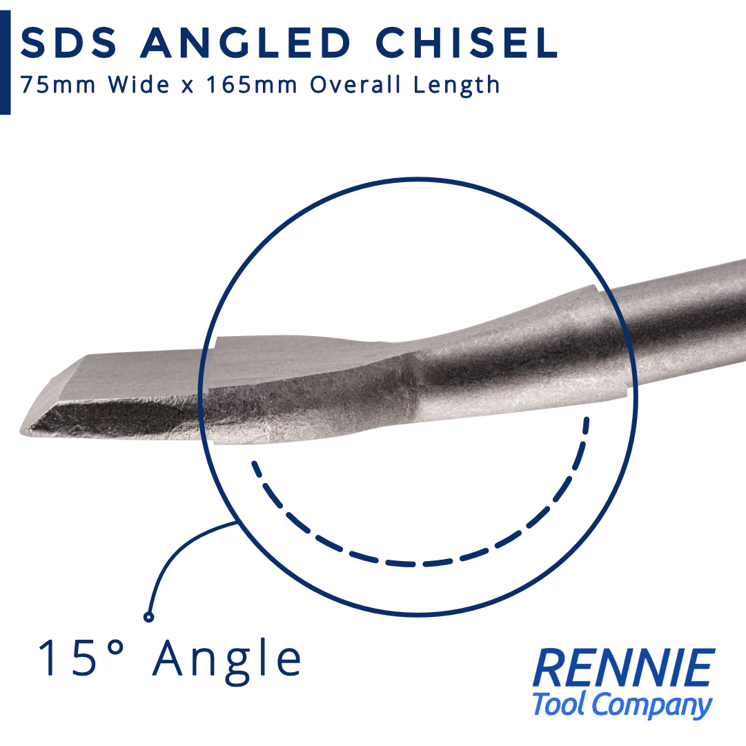 SDS Plus 75mm Wide Angled Spade Chisel x 165mm Long