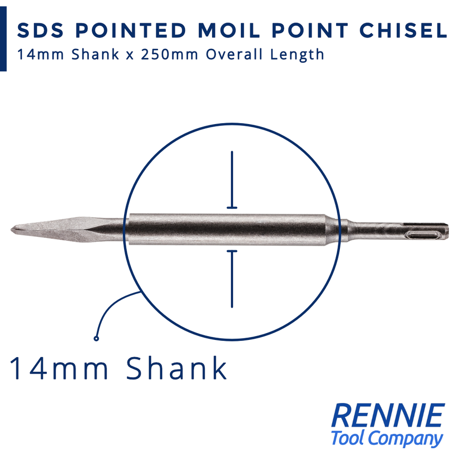 SDS Plus Moil Point Chisel x 250mm Long – Rennie Tool Company