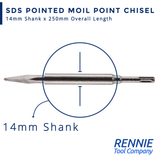 SDS Plus Moil Point Chisel x 250mm Long