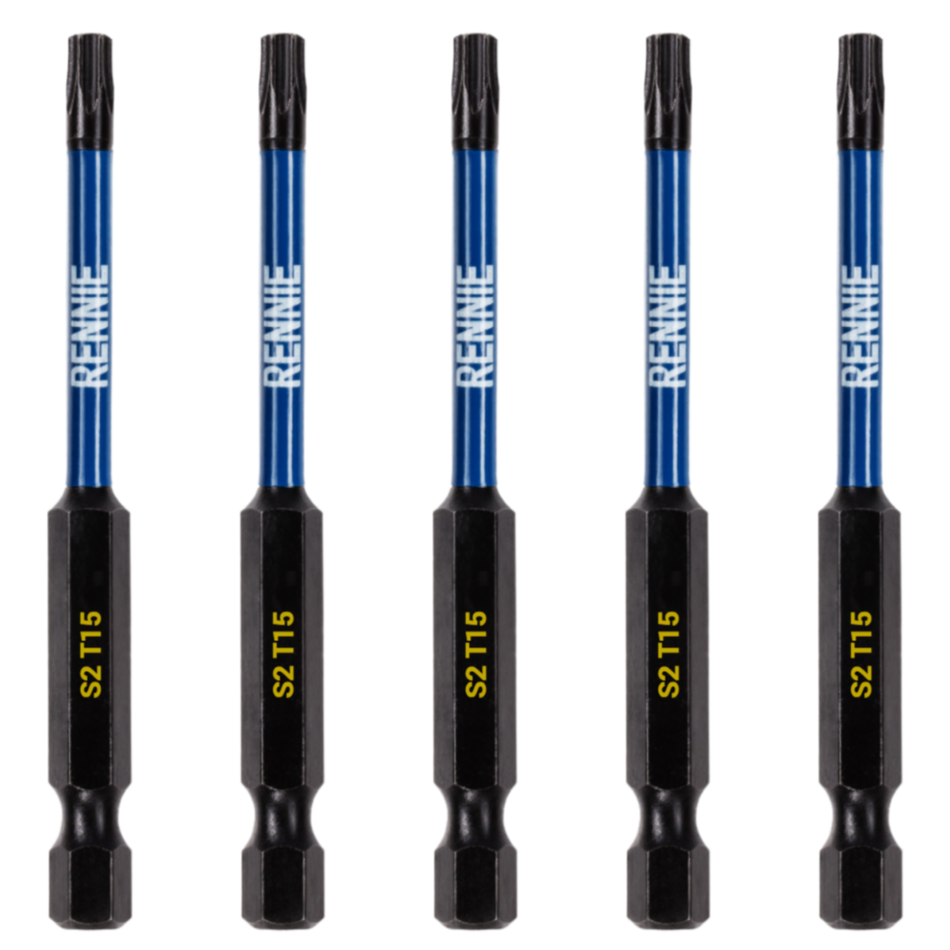 5 Pack - T15 Torx 75mm Long Magnetic Impact Screwdriver Bits Set TX15