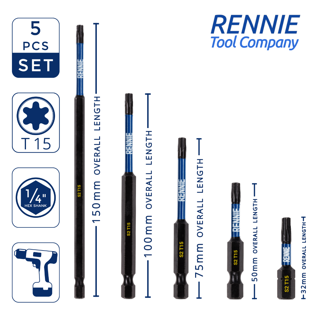 15 Stück T15 Magnet Torx Schraubendreher Bits – 1/4 Zoll Sechskant, 5 Cm Lang, Aus S2 Stahl, Mit Sicherheitsloch