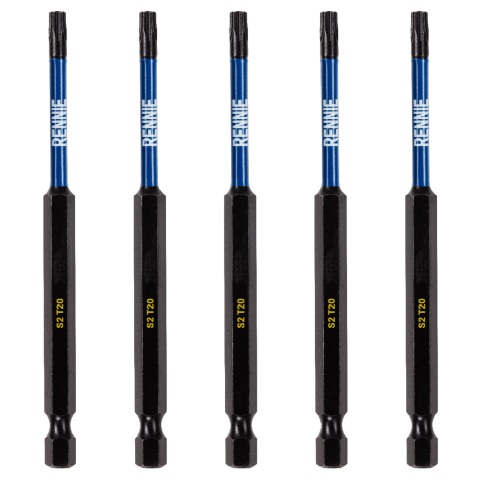 5 Pack - T20 Torx 100mm Long Magnetic Impact Screwdriver Bits Set TX20