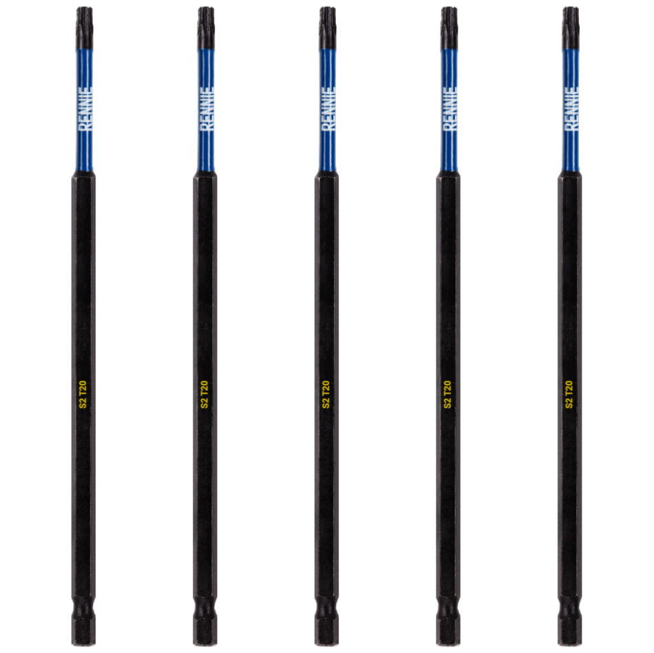 5 Pack - T20 Torx 150mm Long Magnetic Impact Screwdriver Bits Set TX20