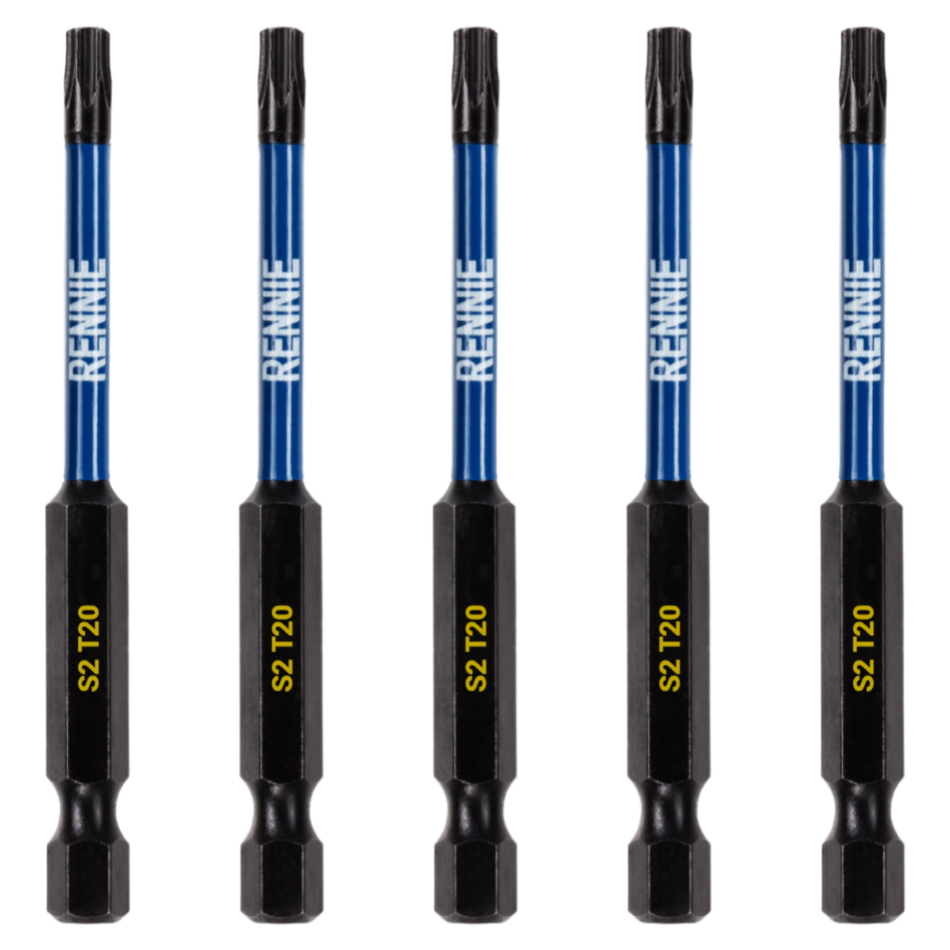 5 Pack - T20 Torx 75mm Long Magnetic Impact Screwdriver Bits Set TX20