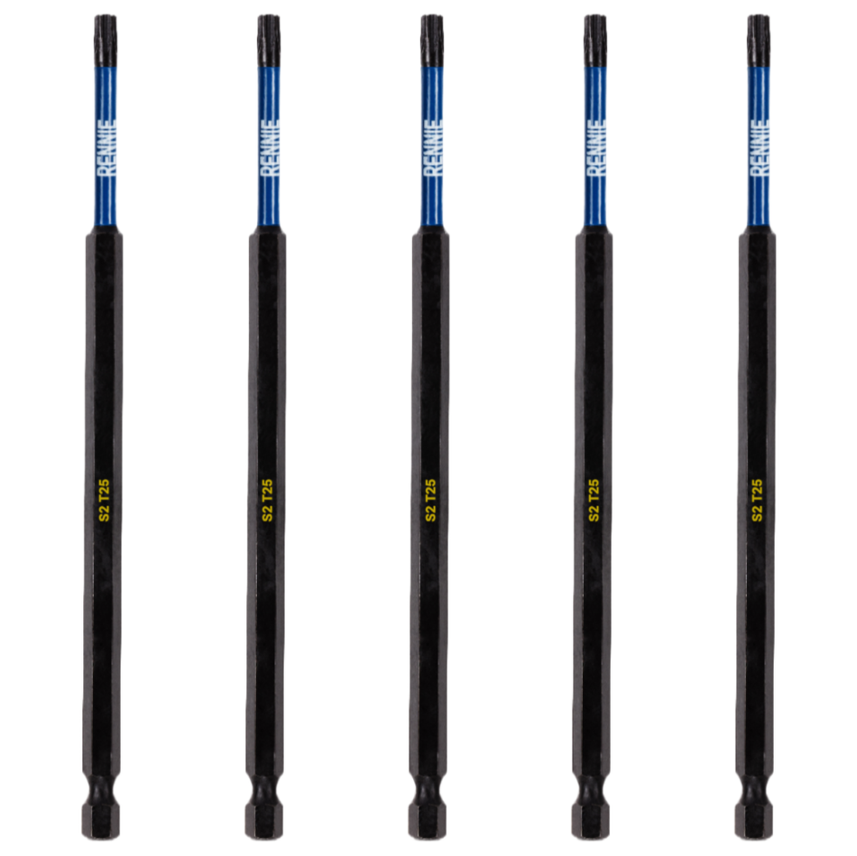 5 Pack - T25 Torx 150mm Long Magnetic Impact Screwdriver Bits Set TX25