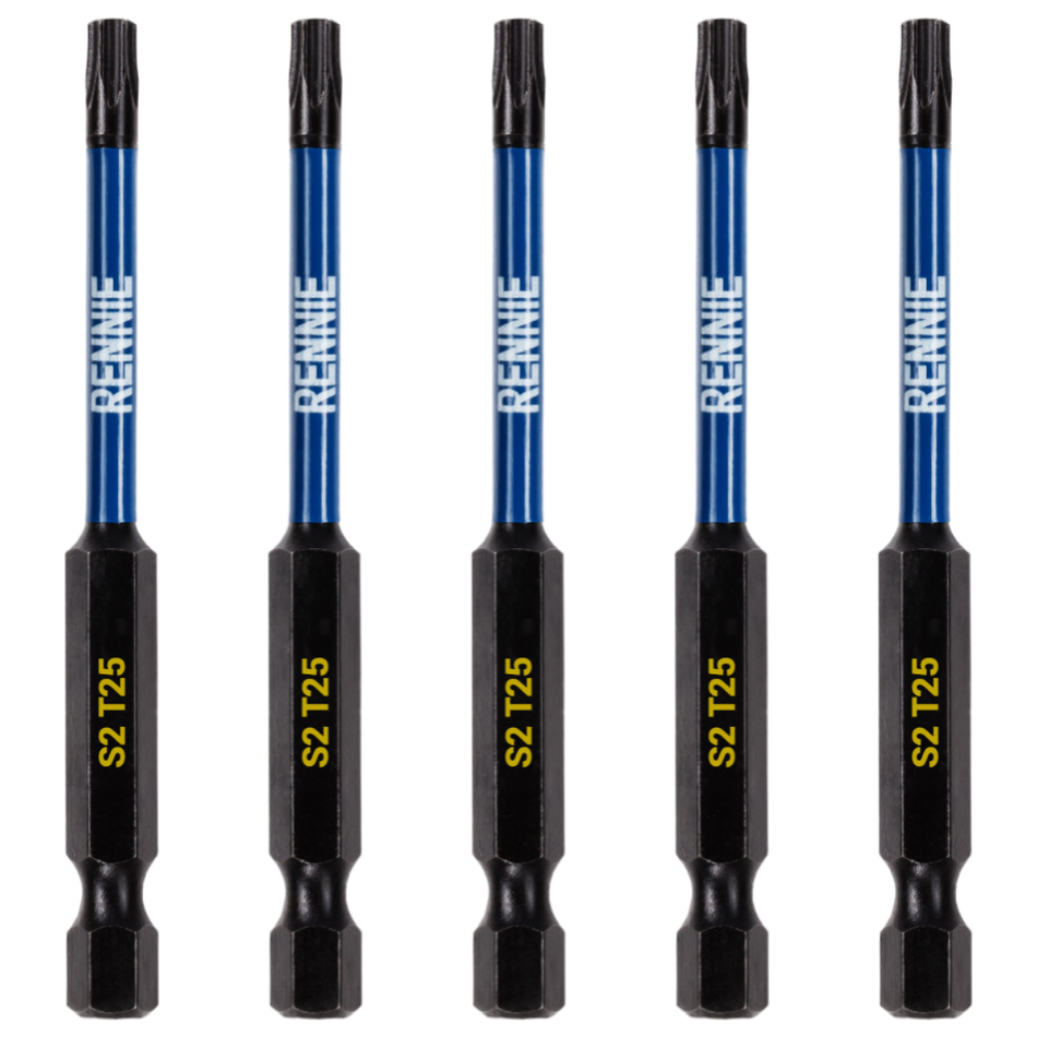 5 Pack - T25 Torx 75mm Long Magnetic Impact Screwdriver Bits Set TX25