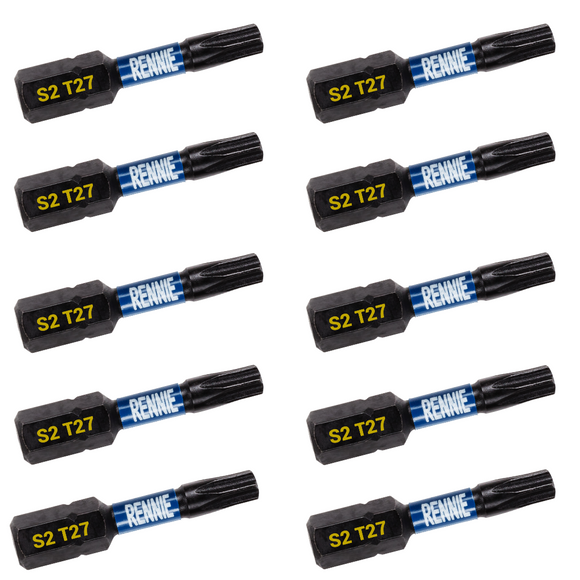 10 Pack - T27 Torx 32mm Long Magnetic Impact Screwdriver Bits Set TX27