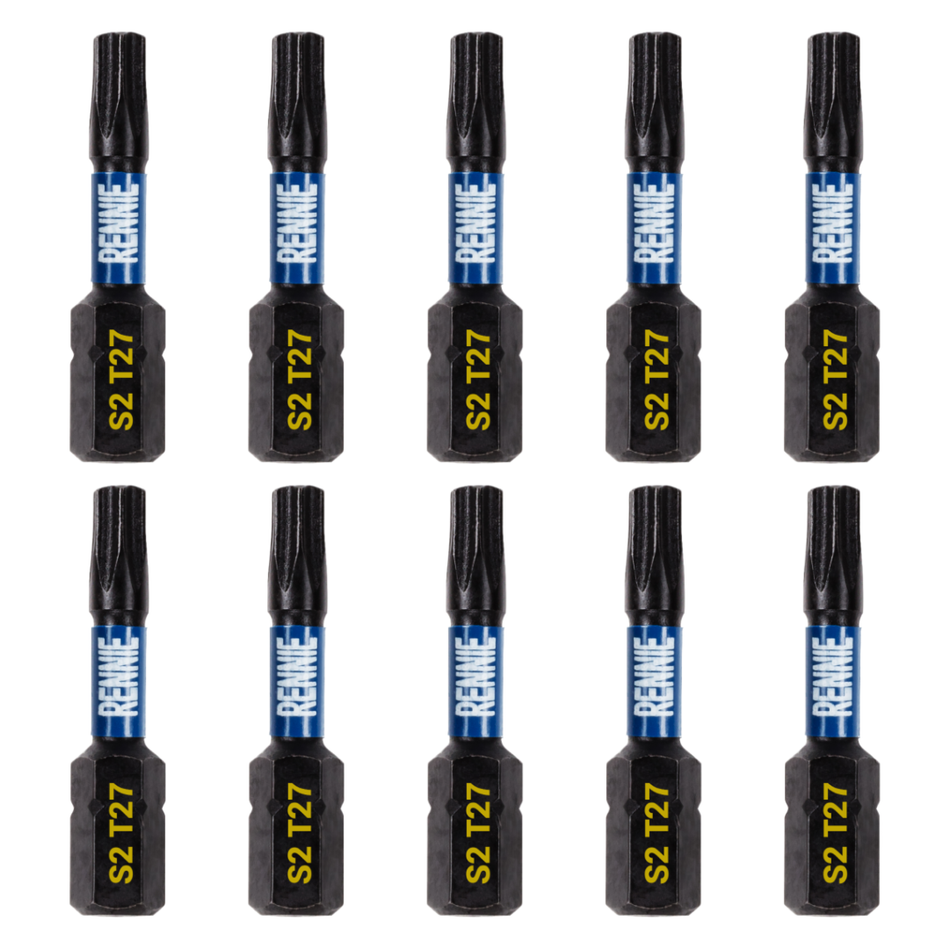 10 Pack - T27 Torx 32mm Long Magnetic Impact Screwdriver Bits Set TX27