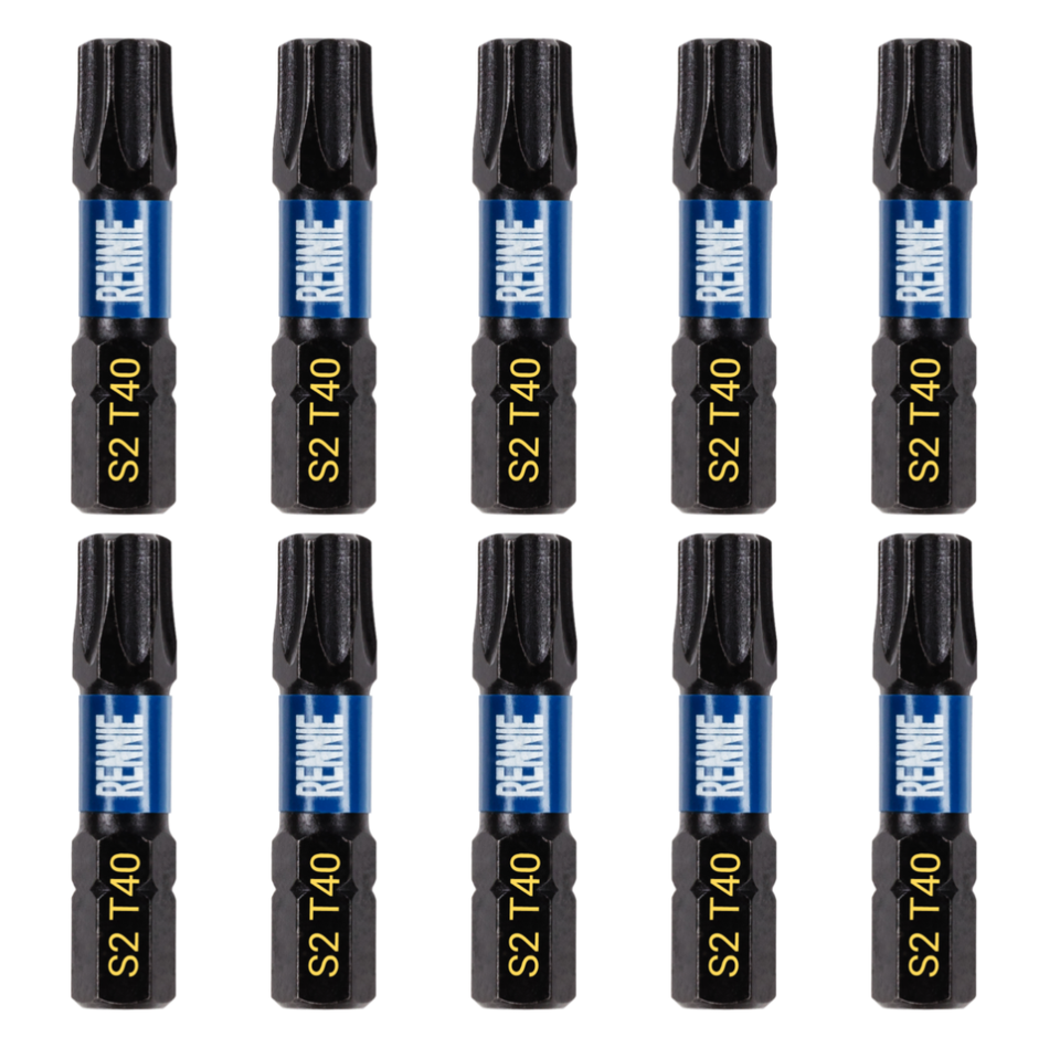 10 Pack - T40 Torx 32mm Long Magnetic Impact Screwdriver Bits Set TX40