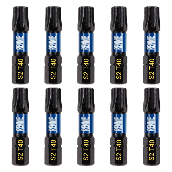 10 Pack - T40 Torx 32mm Long Magnetic Impact Screwdriver Bits Set TX40
