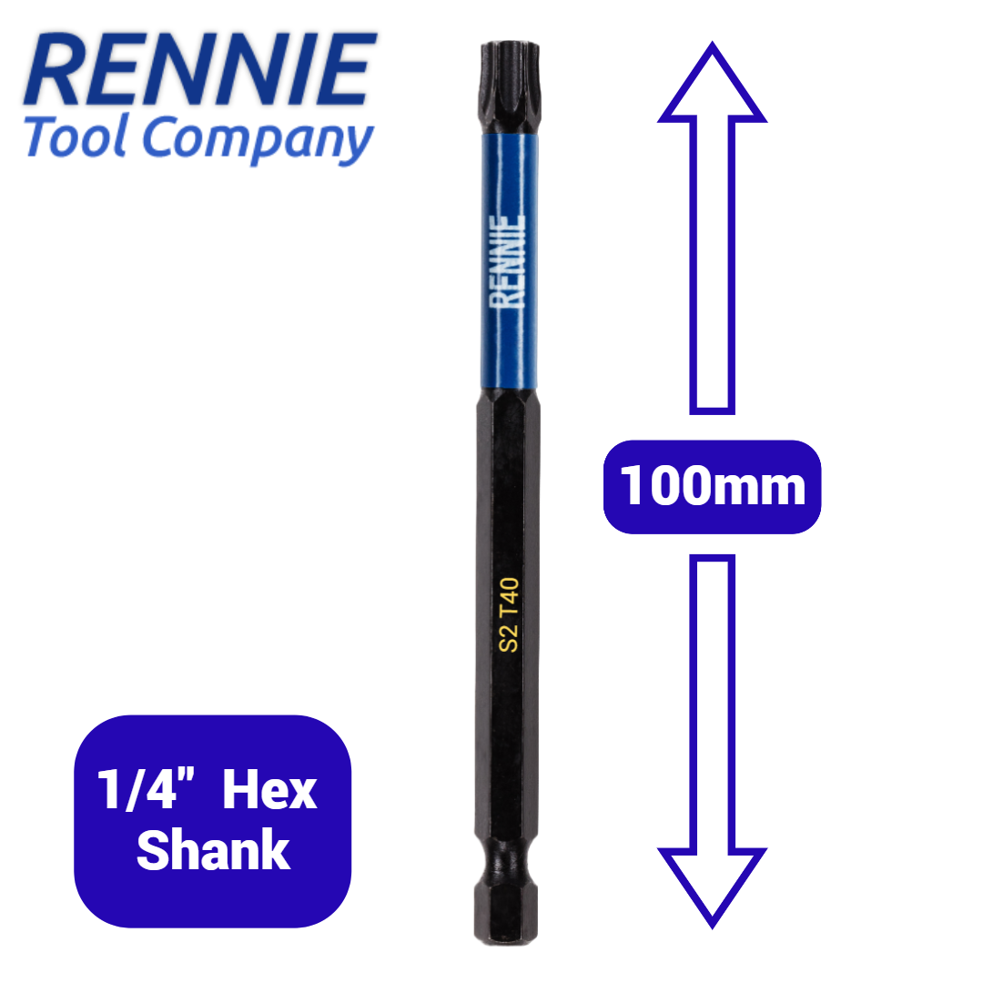 5 Pack T40 Torx 100mm Long Impact Screwdriver Bits Set TX40