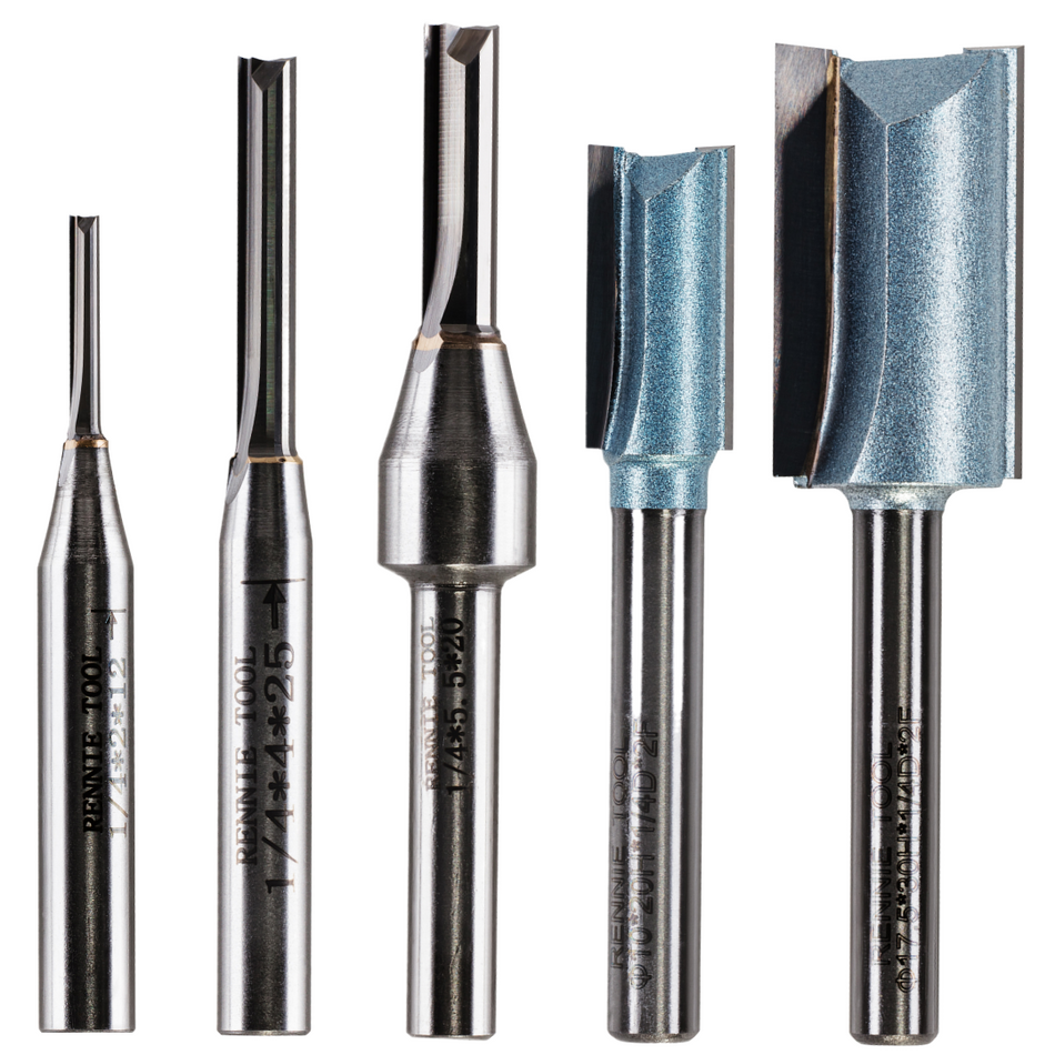 1/4" Shank TCT Tipped Straight Flute Router Bits Fits Makita Festool Dewalt Trend Routers