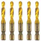 M6 x 1 Combination Tap And Drill Bits HSS Titanium Coated. 1/4" Hex Shank