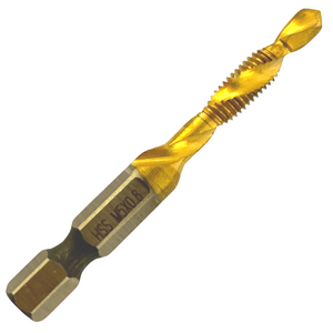 M5 x 0.8 Combination Tap And Drill Bits HSS Titanium Coated. 1/4" Hex Shank