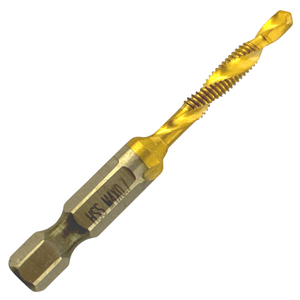 M4 x 0.7 Combination Tap And Drill Bits HSS Titanium Coated. 1/4" Hex Shank