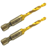M4 x 0.7 Combination Tap And Drill Bits HSS Titanium Coated. 1/4" Hex Shank