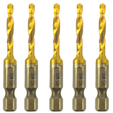 M4X0.7 Combined Tap & Drill Bits Hss Titanium Coated. 1/4" Hex Shank