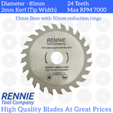 85mm x 24T TCT Circular Wood Saw Blades Fits Bosch, Festool, Makita, Worx, Balck & Decker etc