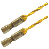 M3 x 0.5 Combination Tap And Drill Bits HSS Titanium Coated. 1/4" Hex Shank