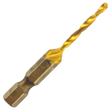 M3.5 x 0.6 Combination Tap And Drill Bits HSS Titanium Coated. 1/4" Hex Shank