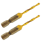 M3.5 x 0.6 Combination Tap And Drill Bits HSS Titanium Coated. 1/4" Hex Shank