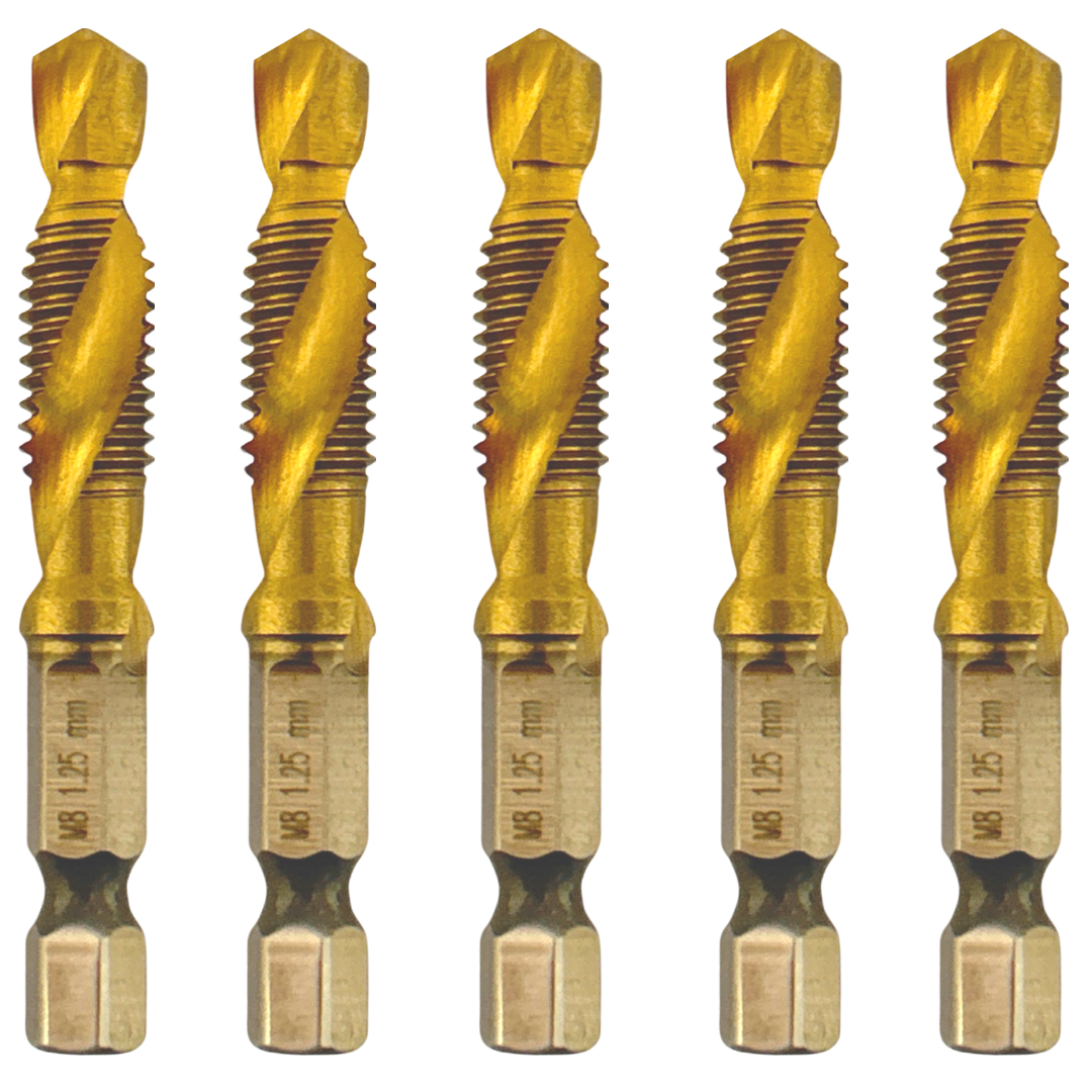 M8 x 1.25 Combination Tap And Drill Bits HSS Titanium Coated. 1 4