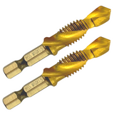 M10 x 1.5 Combination Tap And Drill Bits HSS Titanium Coated. 1/4" Hex Shank